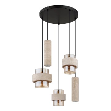 Globo - Viseči lestenec na kablu 3xE27/40W/230V + 2xGU10/10W travertin