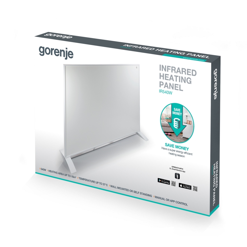 GORENJE IR540W - Pametni električni infrapanel 540 W, časovnik, IP44, Wi-Fi, bela