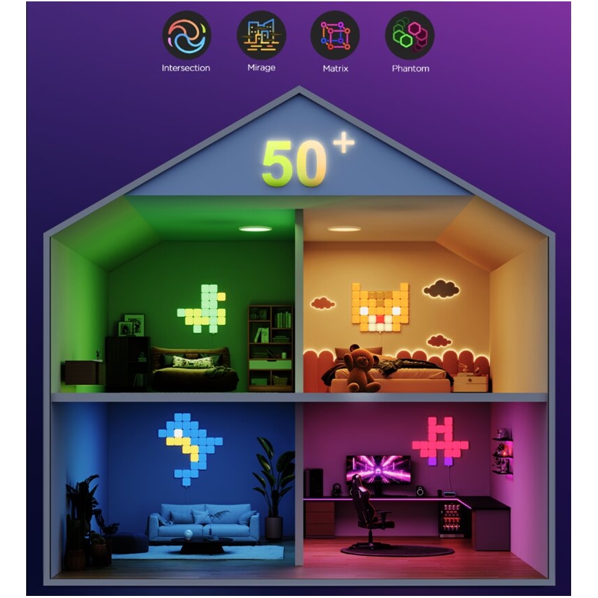 Govee - 10x Pametni mini RGBIC panel Wi-Fi