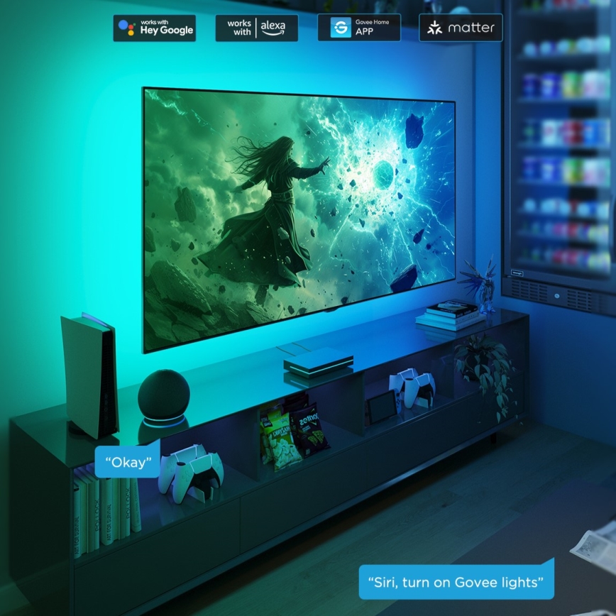 Govee - AI Sync Box 2 RGBICW osvetlitev ozadja za TV 55-65 Wi-Fi