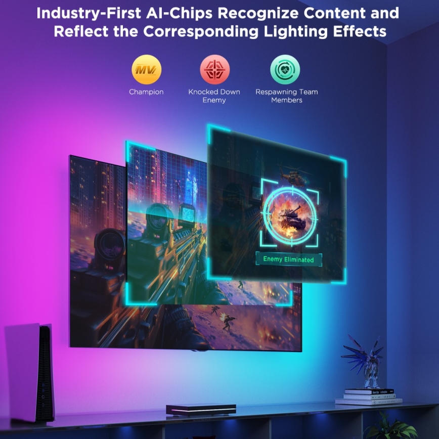 Govee - AI Sync Box 2 RGBICW osvetlitev ozadja za TV 55-65 Wi-Fi