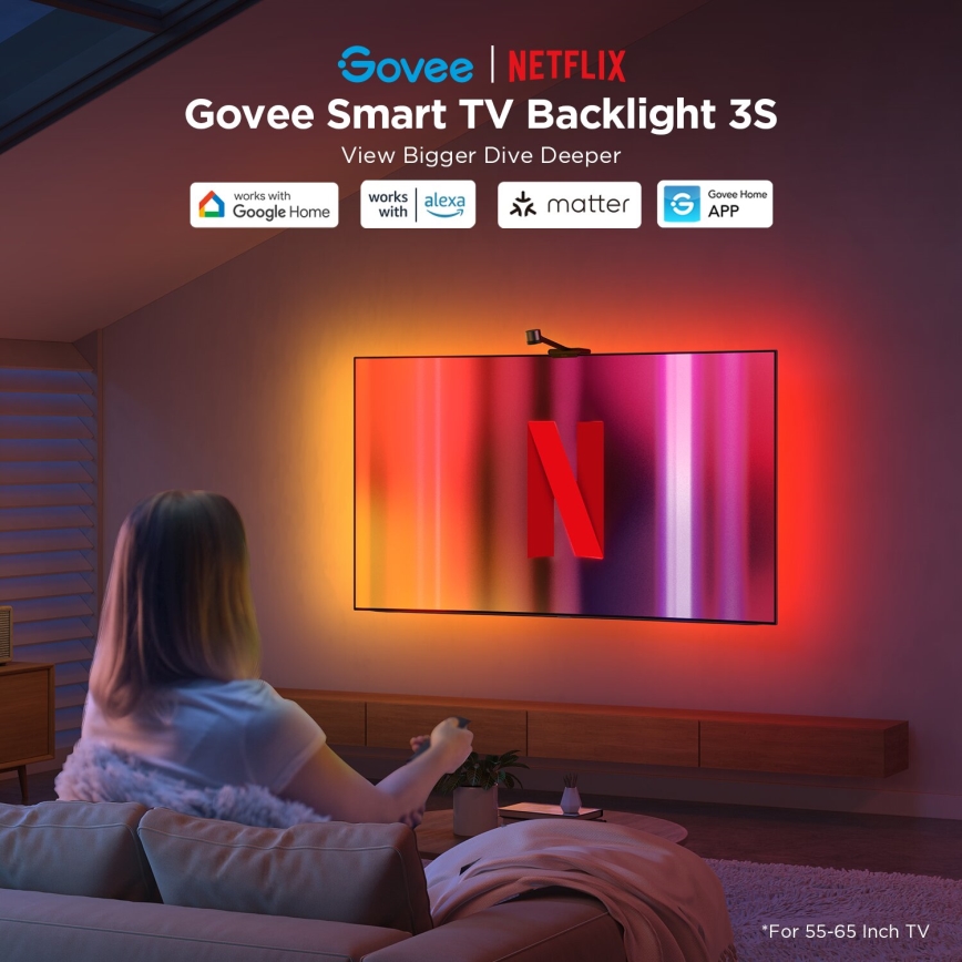 Govee - Backlight 3S Netflix TV 55-65" SMART LED osvetlitev RGBICW Wi-Fi + Daljinski upravljalnik