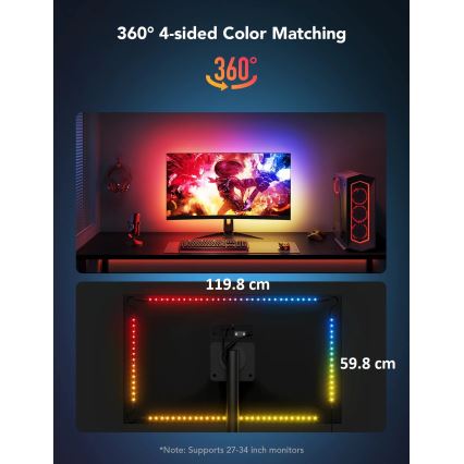 Govee - Dreamview G1 Smart LED RGBIC monitor razsvetljava 27-34" Wi-Fi