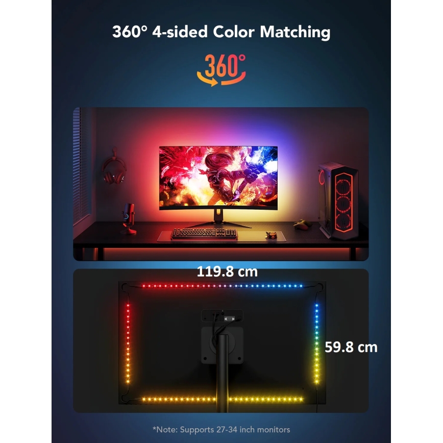 Govee - Dreamview G1 Smart LED RGBIC monitor razsvetljava 27-34" Wi-Fi