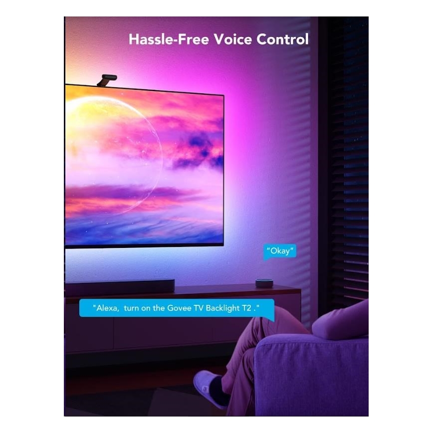 Govee - DreamView T2 DUAL TV 55-65 SMART LED osvetlitev ozadja RGBIC Wi-Fi + daljinski upravljalnik