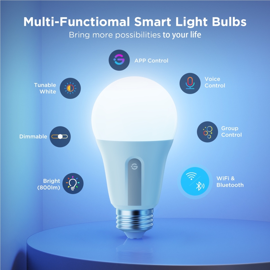 Govee - KOMPLET 2x zatemnljivih LED žarnic Smart MATTER A60 E27/9W/230V 2700-6500K Wi-Fi