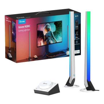 Govee - KOMPLET 2x Smart Gaming Wi-Fi LED RGBIC Panely + Smart Dual bela + daljinski upravljalnik