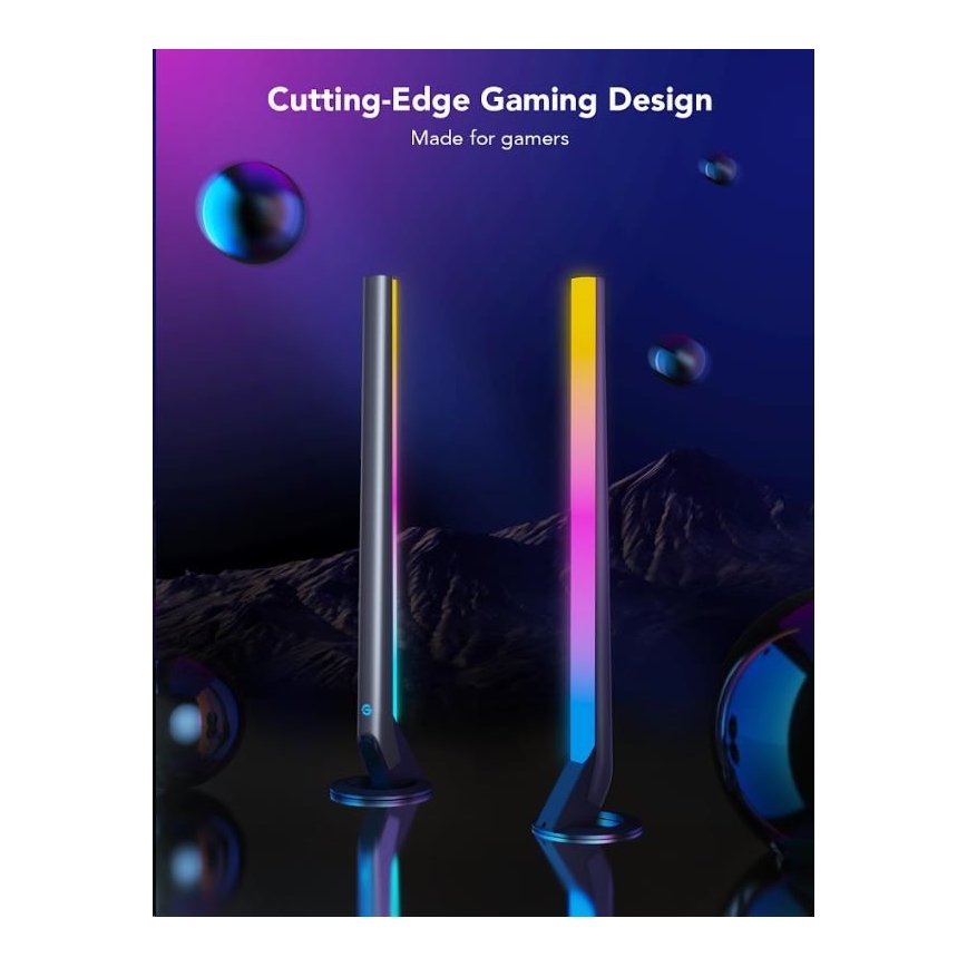 Govee - Komplet 2x Smart Gaming Wi-Fi LED RGBIC paneli + Smart Dual črna + daljinski upravljalnik