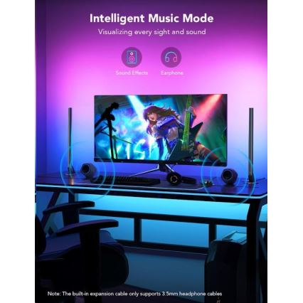 Govee - Komplet 2x Smart Gaming Wi-Fi LED RGBIC paneli + Smart Dual črna + daljinski upravljalnik