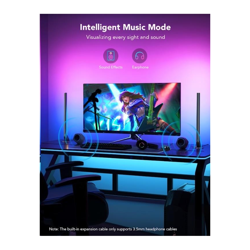 Govee - Komplet 2x Smart Gaming Wi-Fi LED RGBIC paneli + Smart Dual črna + daljinski upravljalnik