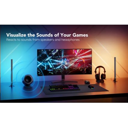 Govee - Komplet 2x Smart Gaming Wi-Fi LED RGBIC paneli + Smart Dual črna + daljinski upravljalnik