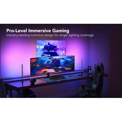 Govee - Komplet 2x Smart Gaming Wi-Fi LED RGBIC paneli + Smart Dual črna + daljinski upravljalnik