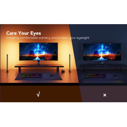 Govee - Komplet 2x Smart Gaming Wi-Fi LED RGBIC paneli + Smart Dual črna + daljinski upravljalnik