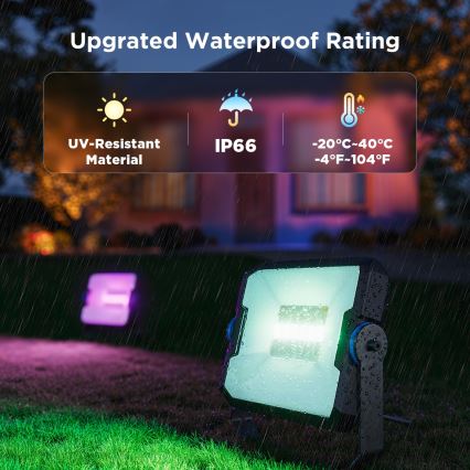 Govee - KOMPLET 4x zatemljivih LED reflektorjev RGBICWW, 24W/230V, IP66, mat, Wi‑Fi