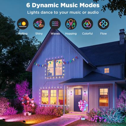 Govee - KOMPLET 4x zatemljivih LED reflektorjev RGBICWW, 24W/230V, IP66, mat, Wi‑Fi