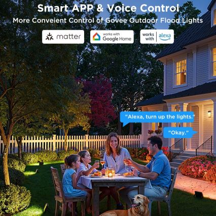 Govee - KOMPLET 4x zatemljivih LED reflektorjev RGBICWW, 24W/230V, IP66, mat, Wi‑Fi