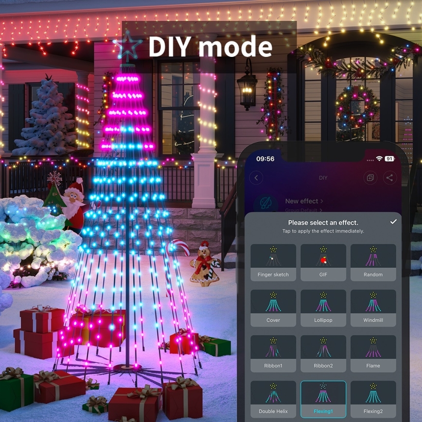 Govee - LED RGBIC božična jelka z zvezdo LED/15W/230V IP65 1,8m Matter Wi-Fi