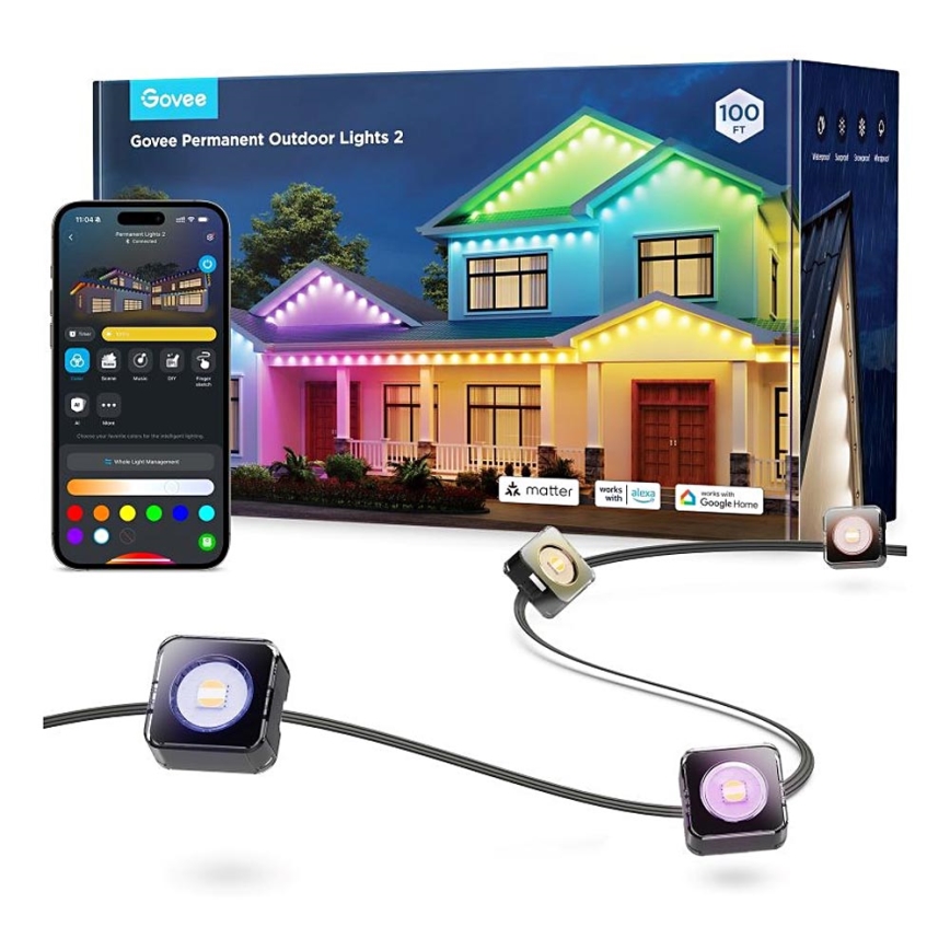 Govee - LED RGBIC Trakovi Downlights 30m Wi-Fi Matter IP67