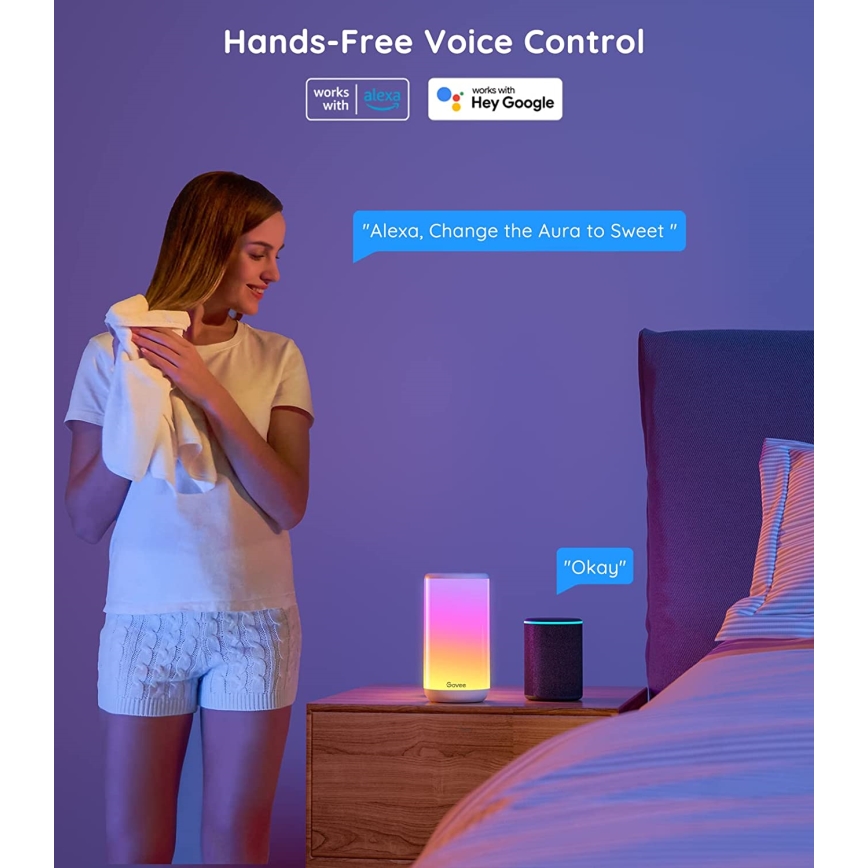 Govee - LED RGBIC Zatemnitvena namizna svetilka AURA 2 2200-6500K Wi-Fi Matter