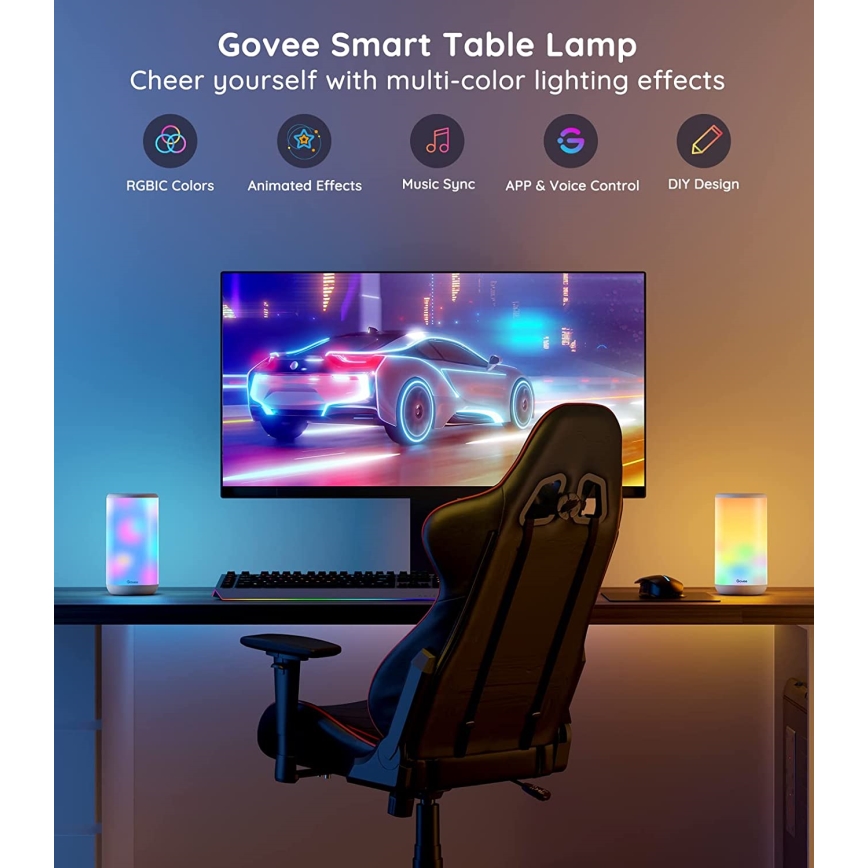 Govee - LED RGBIC Zatemnitvena namizna svetilka AURA 2 2200-6500K Wi-Fi Matter