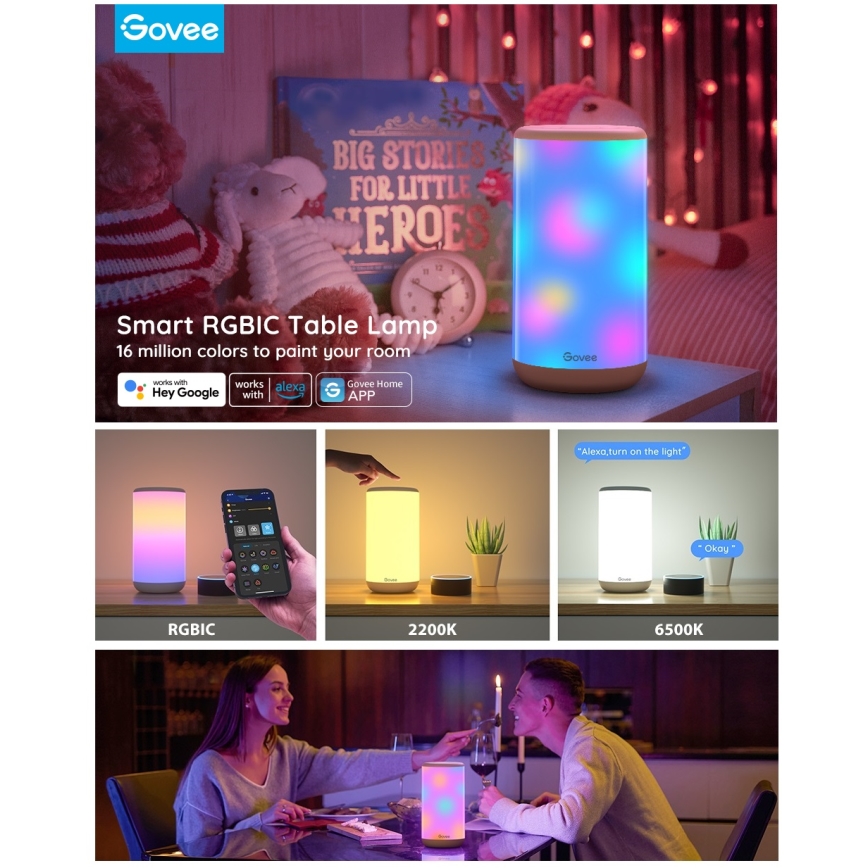Govee - LED RGBIC Zatemnitvena namizna svetilka AURA 2 2200-6500K Wi-Fi Matter