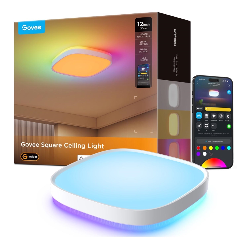 Govee - LED RGBIC Zatemnitvena stropna svetilka LED/24W/230V 2700-6500K Wi-Fi