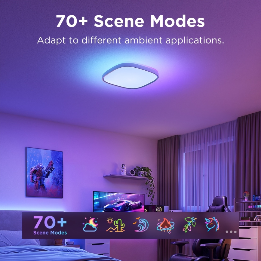 Govee - LED RGBIC Zatemnitvena stropna svetilka LED/24W/230V 2700-6500K Wi-Fi