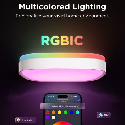 Govee - LED RGBIC Zatemnitvena stropna svetilka LED/24W/230V 2700-6500K Wi-Fi