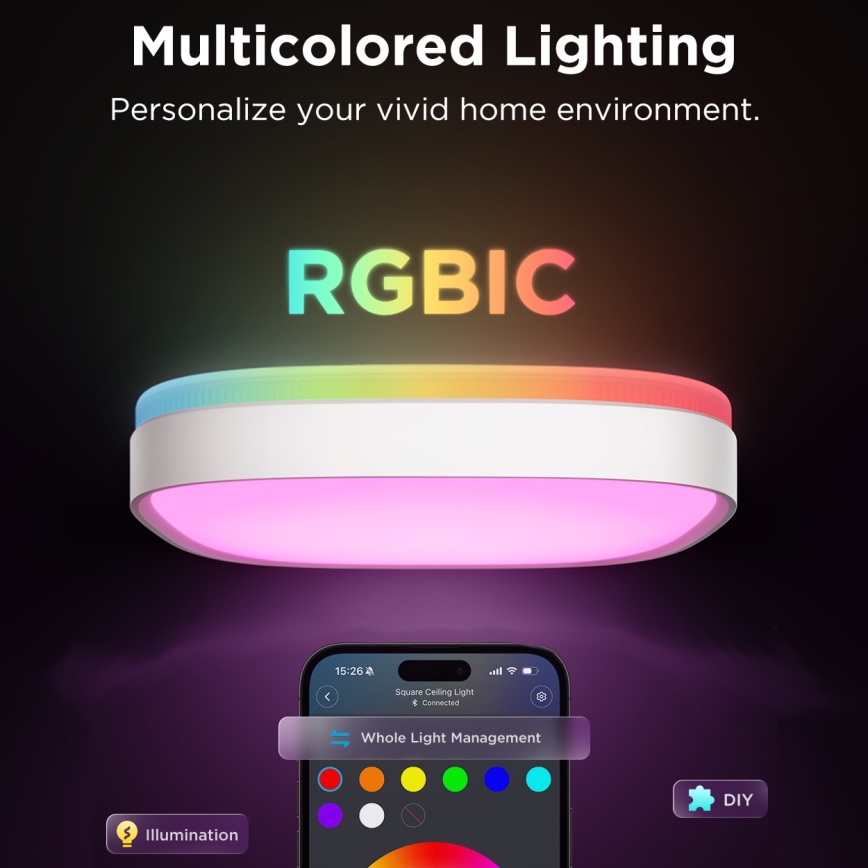 Govee - LED RGBIC Zatemnitvena stropna svetilka LED/24W/230V 2700-6500K Wi-Fi