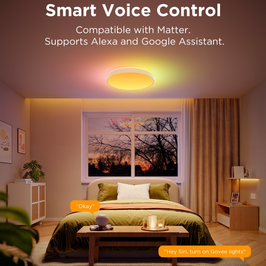 Govee - LED RGBIC Zatemnitvena stropna svetilka LED/49W/230V 2700-6500K Wi-Fi