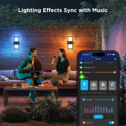 Govee - LED RGBIC Zatemnitvena zunanja senzorska stenska svetilka LED/230V IP65 2700-6500K Wi-Fi