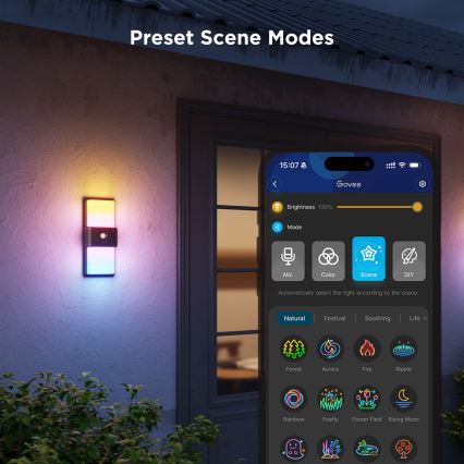 Govee - LED RGBIC Zatemnitvena zunanja senzorska stenska svetilka LED/230V IP65 2700-6500K Wi-Fi