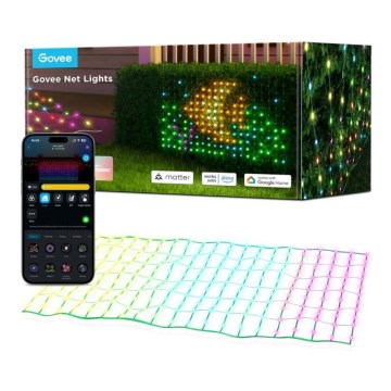 Govee - LED RGBIC zunanja svetlobna mreža 143x85cm Wi-Fi Matter IP65