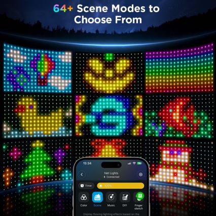 Govee - LED RGBIC zunanja svetlobna mreža 143x85cm Wi-Fi Matter IP65