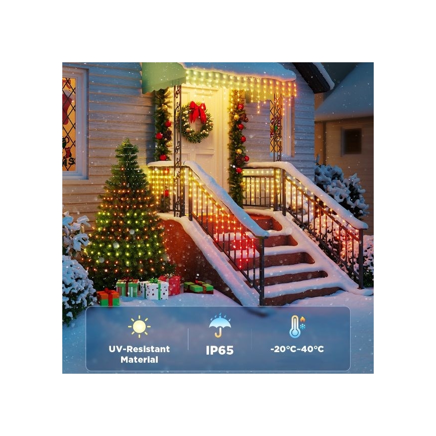 Govee - LED RGBIC Zunanja veriga Pametni žled 10m Wi-Fi Matter IP65