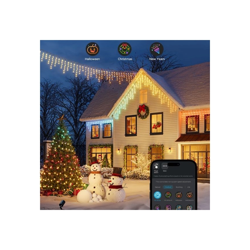 Govee - LED RGBIC Zunanja veriga Pametni žled 10m Wi-Fi Matter IP65