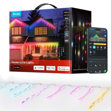 Govee - LED RGBIC Zunanji niz ledenic 10m Wi-Fi Matter IP65