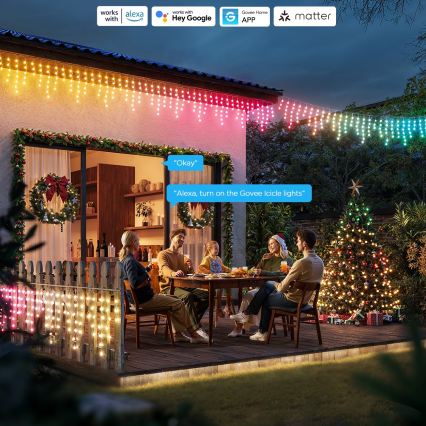Govee - LED RGBIC Zunanji niz ledenic 10m Wi-Fi Matter IP65