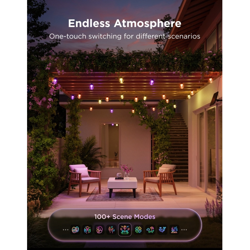 Govee - LED RGBICW Sončni niz 8xLED/6W/5V Wi-Fi Matter IP67
