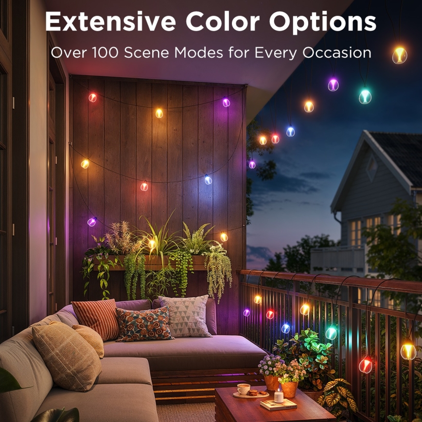 Govee - LED RGBICW Zatemnitvena zunanja dekorativna veriga LED/24W/230V IP67 2700-6500K Wi-Fi