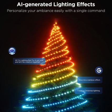 Govee - LED RGBICW Zunanji božična veriga 2700-6500K 20m Wi-Fi Matter IP66