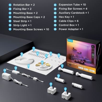 Govee - LED RGBICWW viseči LED trak 36W/24V, 4 m, Skyline Matter, Wi-Fi