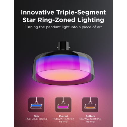 Govee - LED RGBICWW Zatemljiv viseči lestenec na kablu LED/21W/230V Matter Wi-Fi