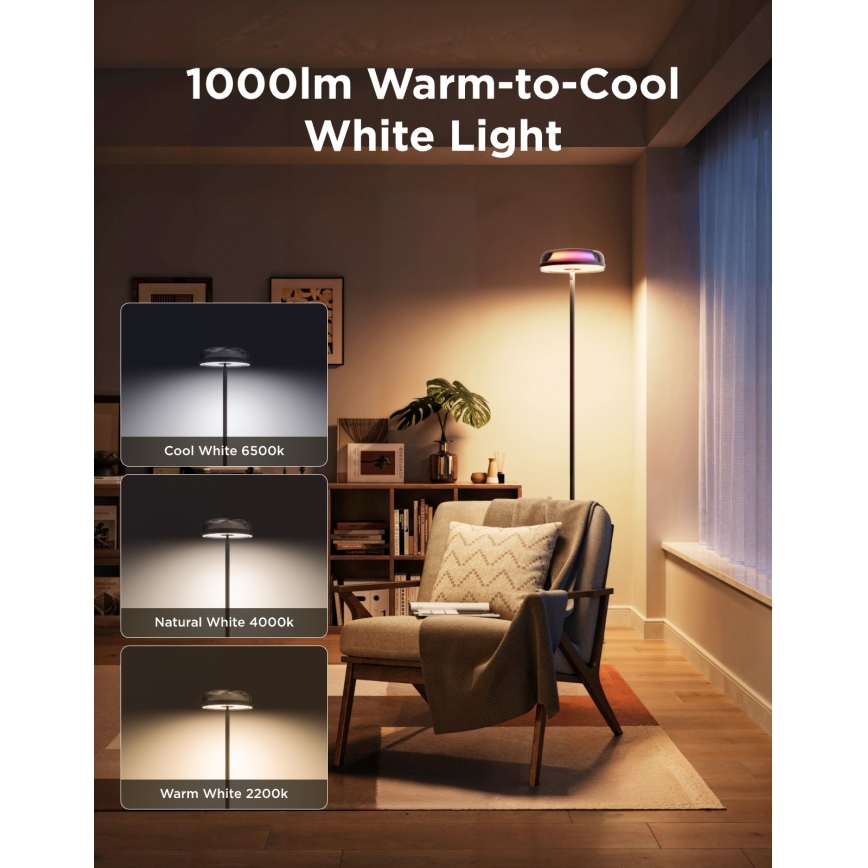 Govee - LED RGBICWW Zatemnljiva talna svetilka UPLIGHTER MATTER LED/24W/230V Wi-Fi