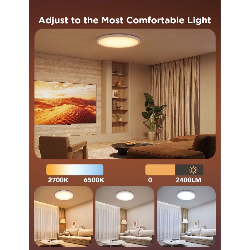 Govee - LED RGBICWW zatemnjevalno stropno svetilo LED/29W/230V premer 30 cm mat Wi-Fi