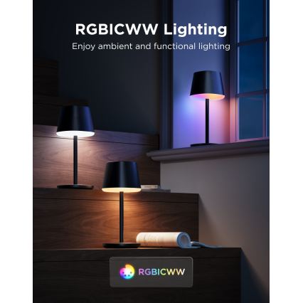 Govee - LED RGBICWW Zatemnjevalna namizna svetilka CLASSIC MATTER LED/10W/5V 4800mAh Wi-Fi