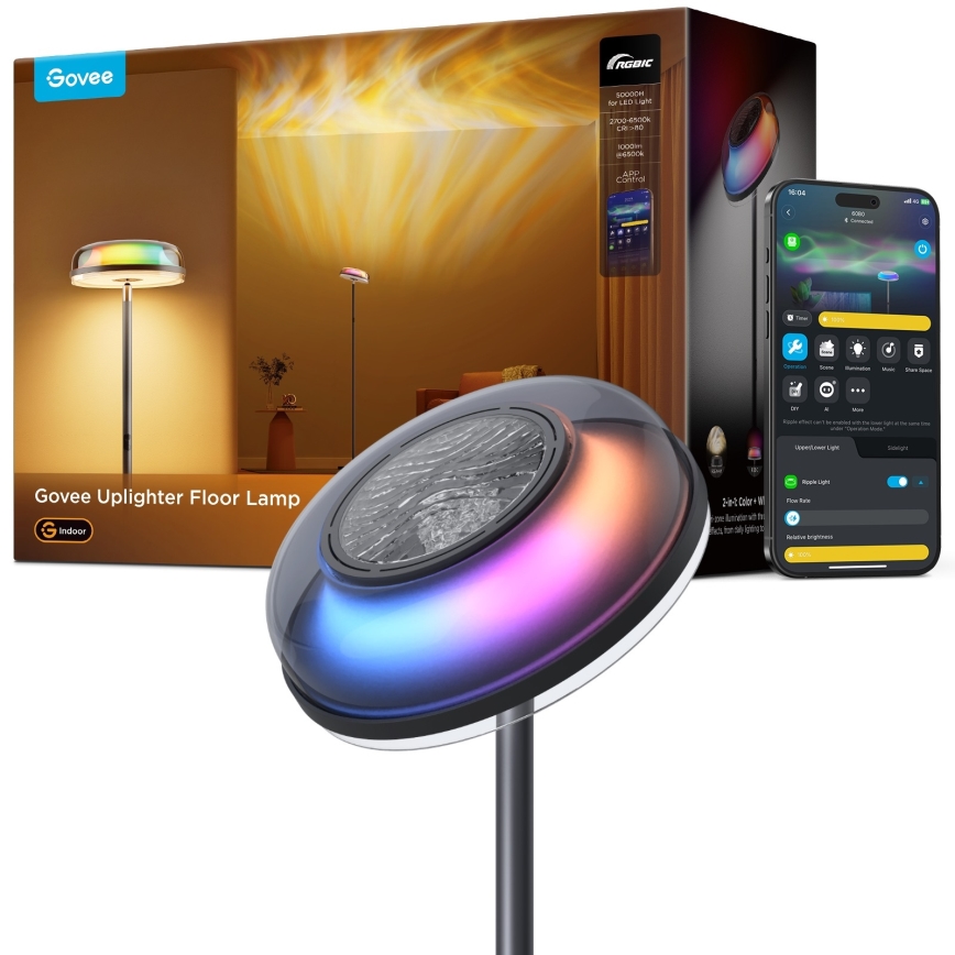 Govee - LED RGBICWW Zatemnljiva talna svetilka UPLIGHTER MATTER LED/24W/230V Wi-Fi