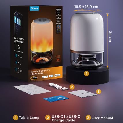 Govee - LED RGBW zatemnjevalna namizna svetilka z zvočnikom LED/36W/12V Wi-Fi