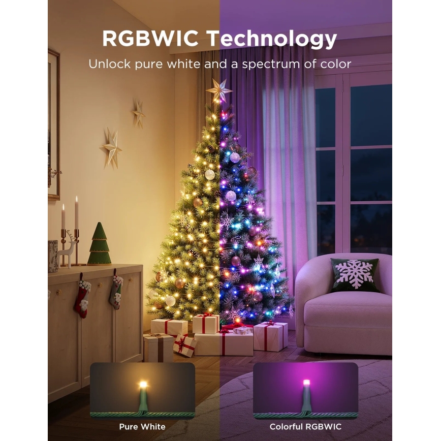 Govee - LED RGBWIC Zunanji božični niz luči 2700-6500K 30m Wi-Fi Matter IP65