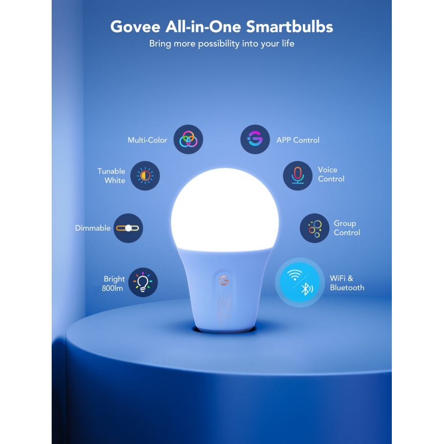 Govee - LED RGBWW Zatemnitvena žarnica Smart E27/9W/230V 2700-6500K Wi-Fi